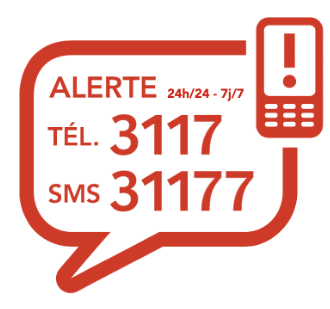 ALERTE 24h/24 - 7jours/7
Tel : 3117
SMS : 31177